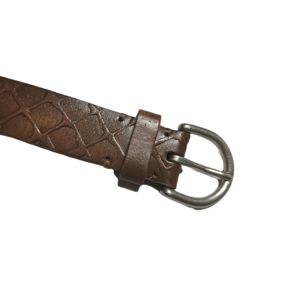 Vintage Y2K Fossil Brown Leather Geometric Embossed Western Belt Size Small